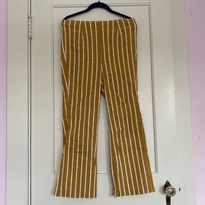 high waisted yellow flare pants with white stripes from Forever 21
